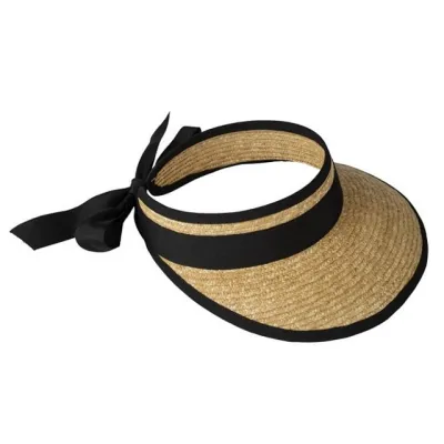 Jude Straw Visor Cap Black Ribbon - Traclet ref 23492 chapellerie Traclet