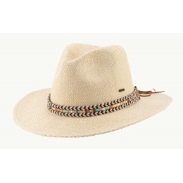 copy of Black Riviera Fedora Hat in Natural Straw