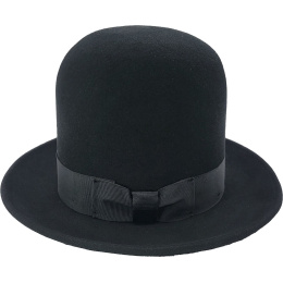 Black Wool Felt High Bowler Hat - Traclet