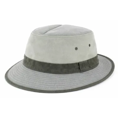 Trilby Hat Belgrade Cotton Toffee & Khaki - Crambes - ref 23562 chapellerie traclet