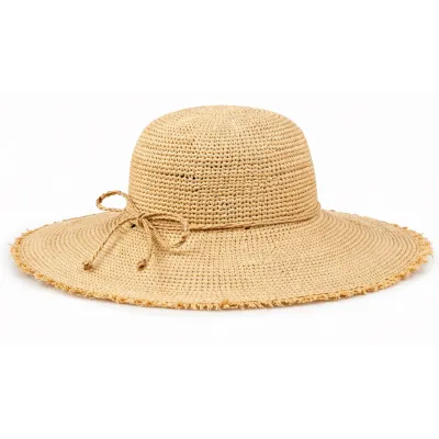 Capeline Angelica Raphia Crochet Frange Naturelle - Traclet