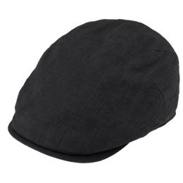 Valerio Black Linen Flat Cap - Traclet