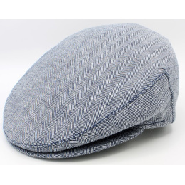 Udine Cotton & Linen Blue Flat Cap - Traclet