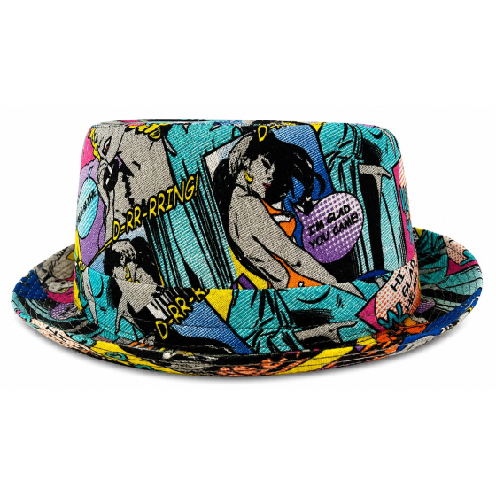 PorkPie Caribe Pop Art Linen UPF 40+ Hat - Traclet