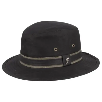 Sintra Waterproof Oiled Cotton Hat Black - Flechet ref 23679 chapellerie traclet