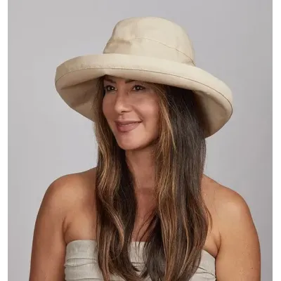 Foldable Summer Wide Brim Hat Sausalito Cotton Beige - Traclet Reference: 23680| Chapellerie Traclet