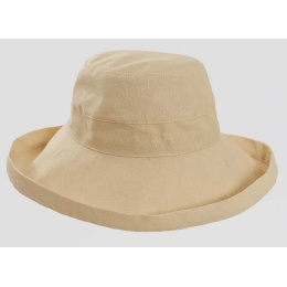Foldable Summer Wide Brim Hat Sausalito Cotton Beige - Traclet
