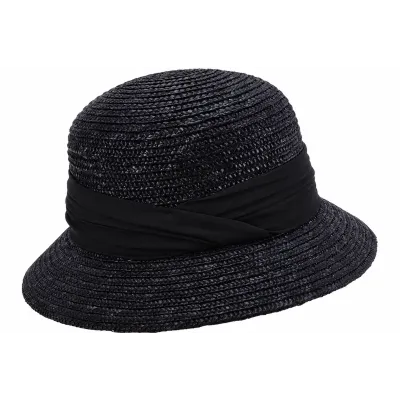 Chapeau Cloche Calvi Paille Noir - Seeberger  Reference : 824 | Chapellerie Traclet