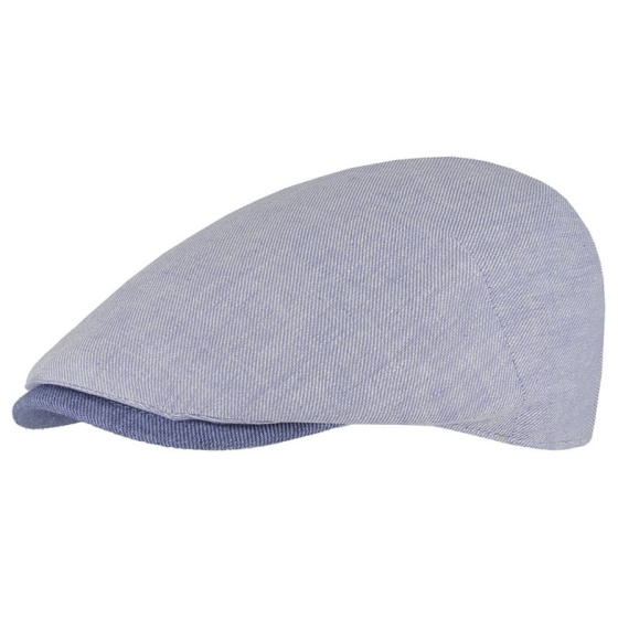 Evora Blue Linen & Cotton Flat Cap - Traclet