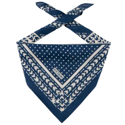 Abstract Geometric Blue Cotton Bandana - Stetson Reference: 23718 | Chapellerie Traclet