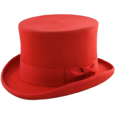 Chapeau Haut De Forme Mauro Feutre Rouge - Traclet Reference : 23721 | Chapellerie Traclet