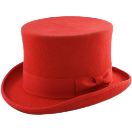 Chapeau Haut De Forme Mauro Feutre Rouge  - Traclet
