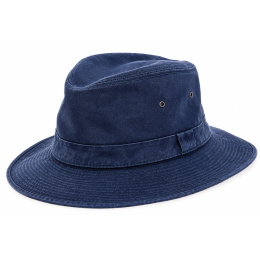 Grignan Navy Cotton Safari Hat UPF 50+ - Crambes