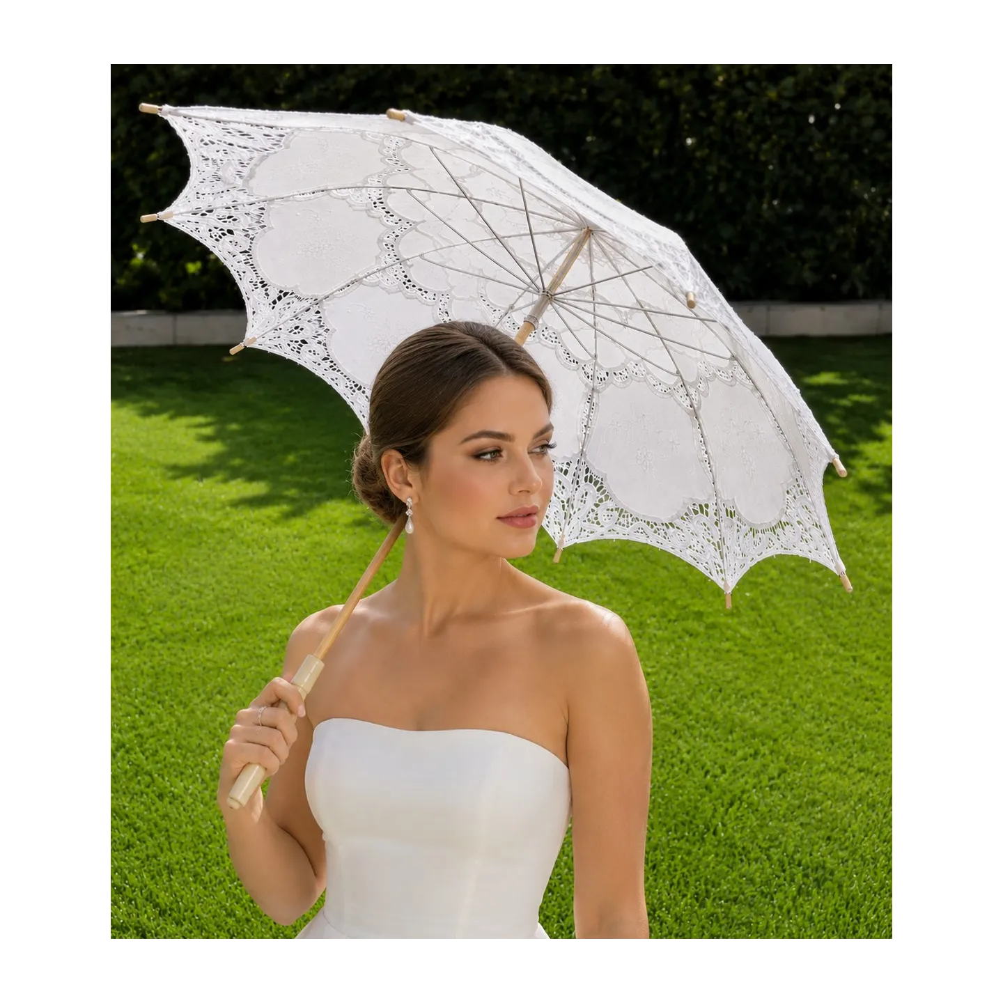 Ombrelle Blanche Lyna Dentelle Coton - Traclet