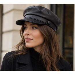 Casquette Marin Stewart Cuir Noire - Traclet