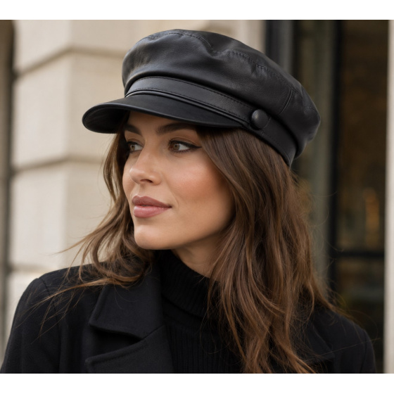 Casquette Marin Stewart Cuir Noire - Traclet