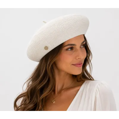 Audrey White Paper Straw Beret - Traclet Reference: 23749 | Chapellerie Traclet
