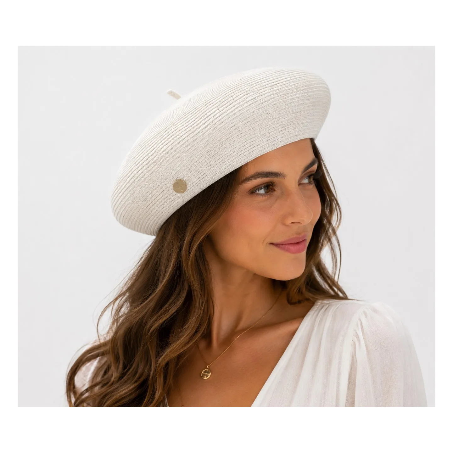Audrey White Paper Straw Beret - Traclet Reference: 23749 | Chapellerie Traclet