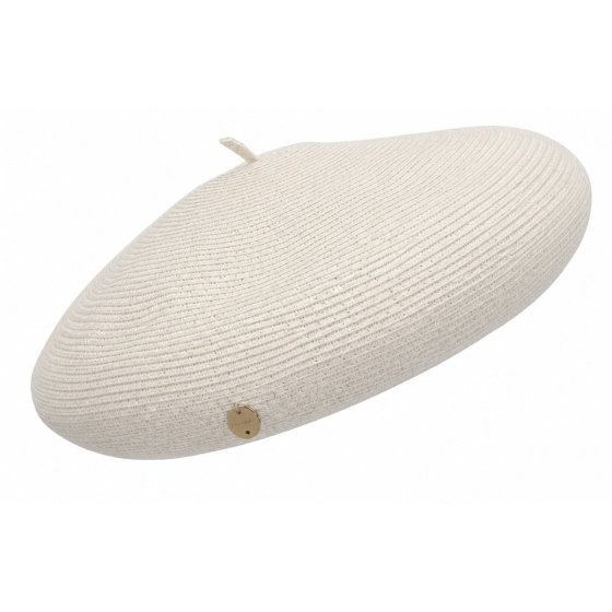 Audrey White Paper Straw Beret - Traclet