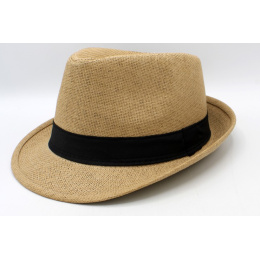 Chapeau Trilby Groove Paille Papier Camel - Traclet
