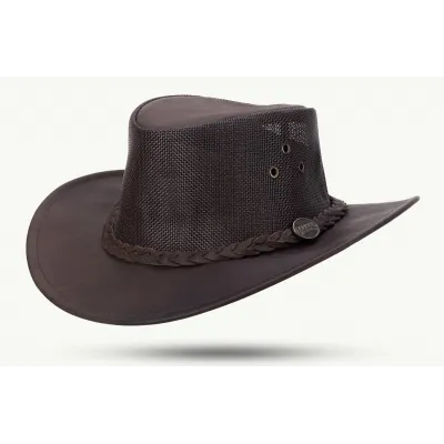 Chapeau Australien Cuir Bushie Cooler Marron - Barmah  Reference : 23784| Chapellerie Traclet