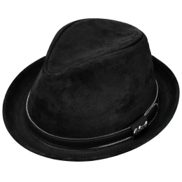 Balmoral Black Leather Trilby Hat