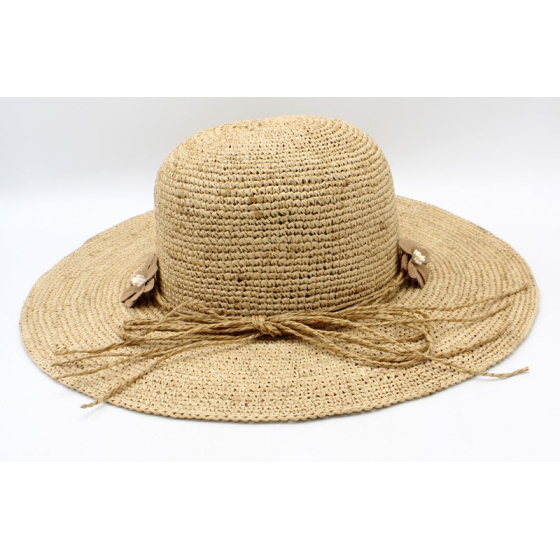 Marguerite Natural Raffia Wide-Brim Hat - Traclet