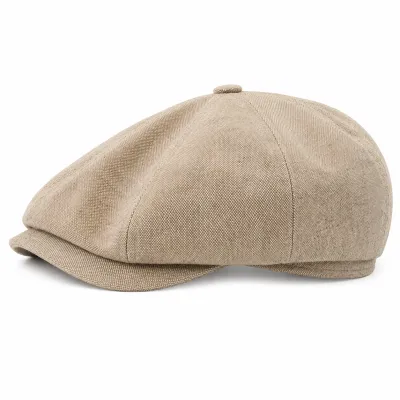 Casquette 8 cotes soie beige