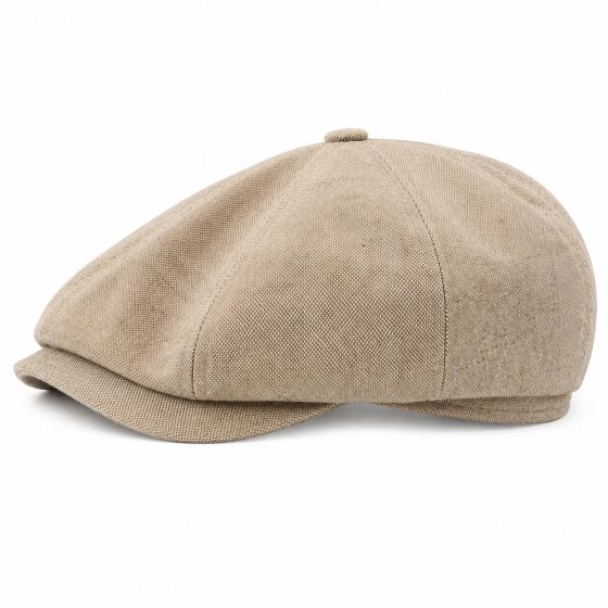 8-panel beige silk cap
