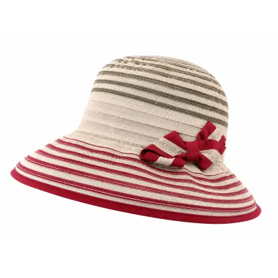 Chapeau cloche rouge et beige