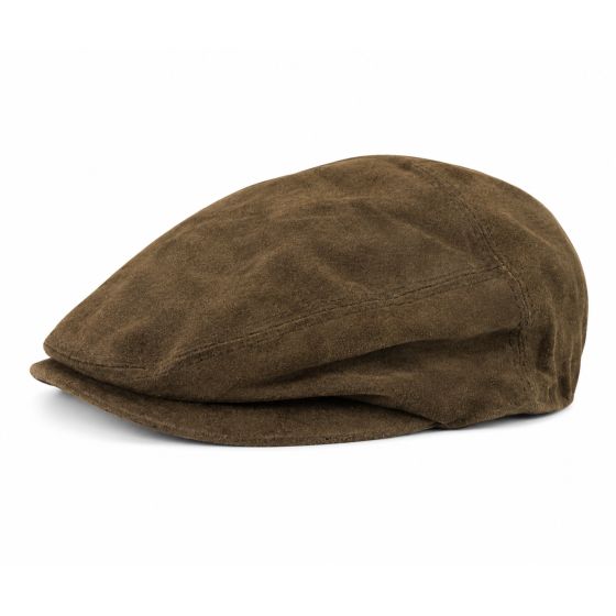Casquette plate cuir maronne