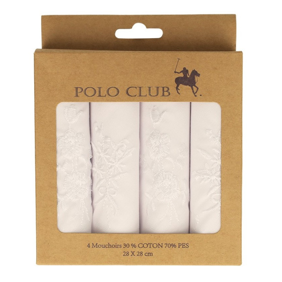 Gift Box Floral Elegance 4 White Handkerchiefs