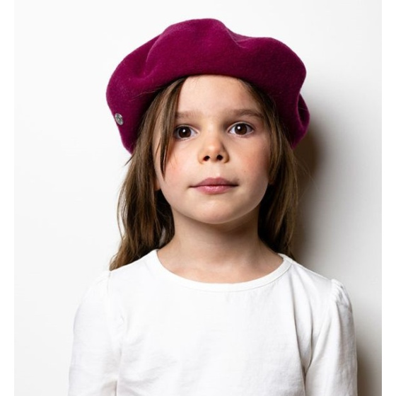Béret Enfant Petit Basque Aubergine - Héritage par Laulhère