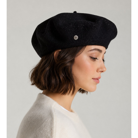 Beret L'Authentique Black Silver Lurex - Héritage by Laulhère