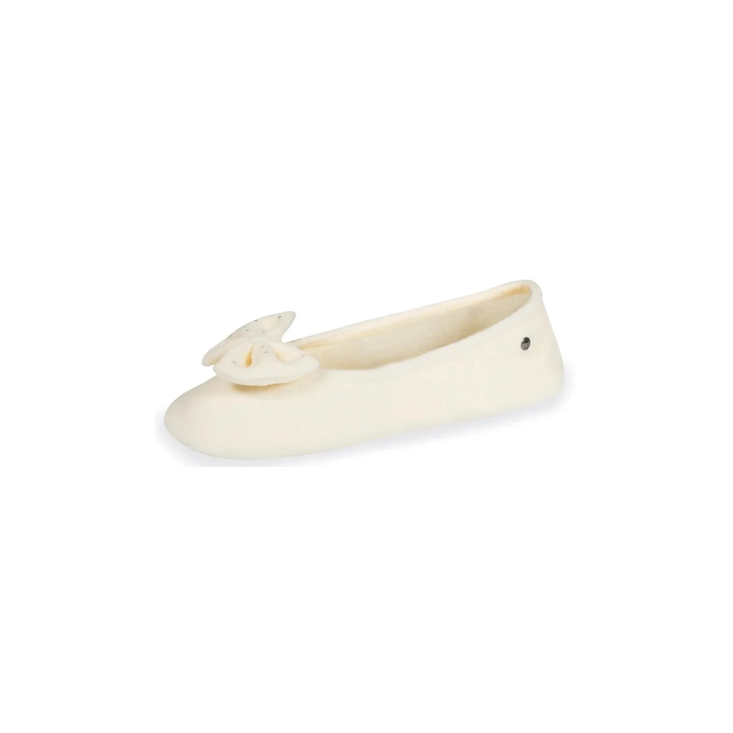 Chaussons Ballerines Femme Nœud Strasse Ivoire - Isotoner  - Boutique Traclet Reference : 19046| Chapellerie Traclet