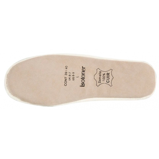 Chaussons Ballerines Femme avec des coeurs SAUGE/ CREME  - Isotoner