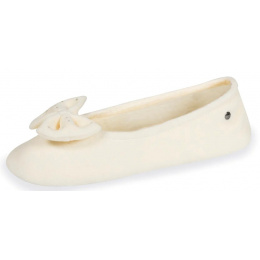 Chaussons Ballerines Femme avec  GRAND NOEUD NOIR  - Isotoner