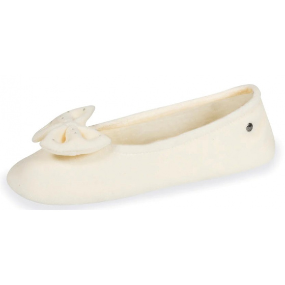 Chaussons Ballerines Femme avec  GRAND NOEUD NOIR  - Isotoner