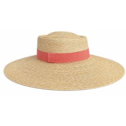 Chapeau en paille avec ruban rose