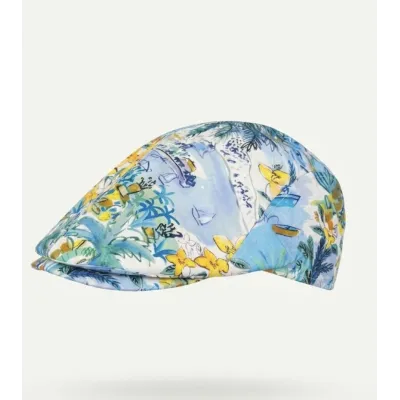 copy of Striped Lino Flat Cap Orange Cotton - Alfonso d'Este