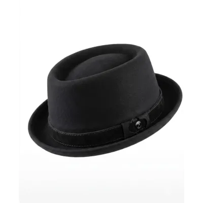 Black Felt Porkpie Pistoia Hat - Fléchet