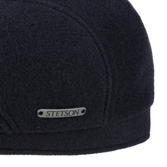 Navy Dylan Wool Flat Cap - Stetson