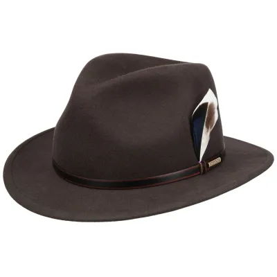 Chapeau Traveller Aussie Woolfelt Marron - Stetson Reference : 24402| Chapellerie Traclet