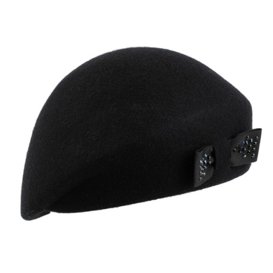 Women's Shaped Wool Beret Élise Black - Traclet