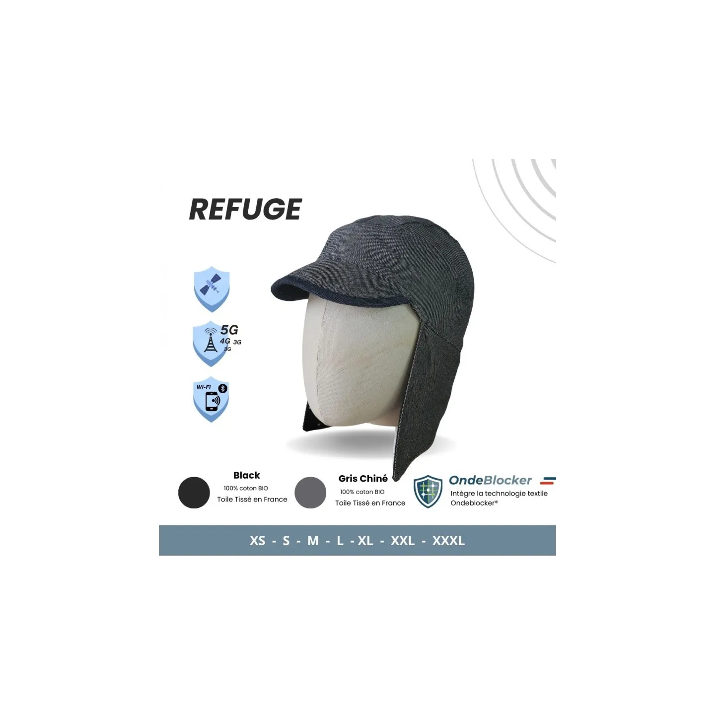 Anti-radiation cap with ear cover, neck cover and side protection - ref 24492