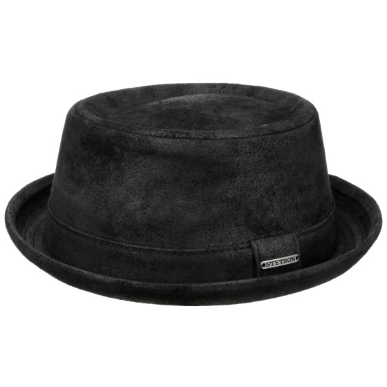 Portland Leather Pork Pie Hat BLACK - STETSON