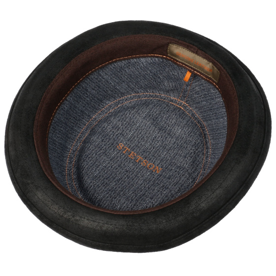 Chapeau Pork Pie Cuir Portland NOIR - STETSON