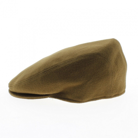 Casquette plate cashmere camel
