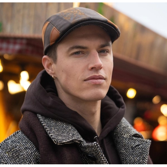 Chester Patchwork Leather Flat Cap - Fléchet