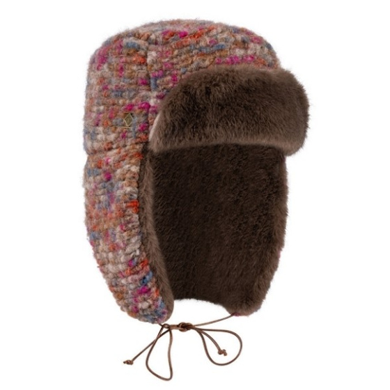 Leaves Heather Brown Wool Bomber Trapper Hat - Traclet